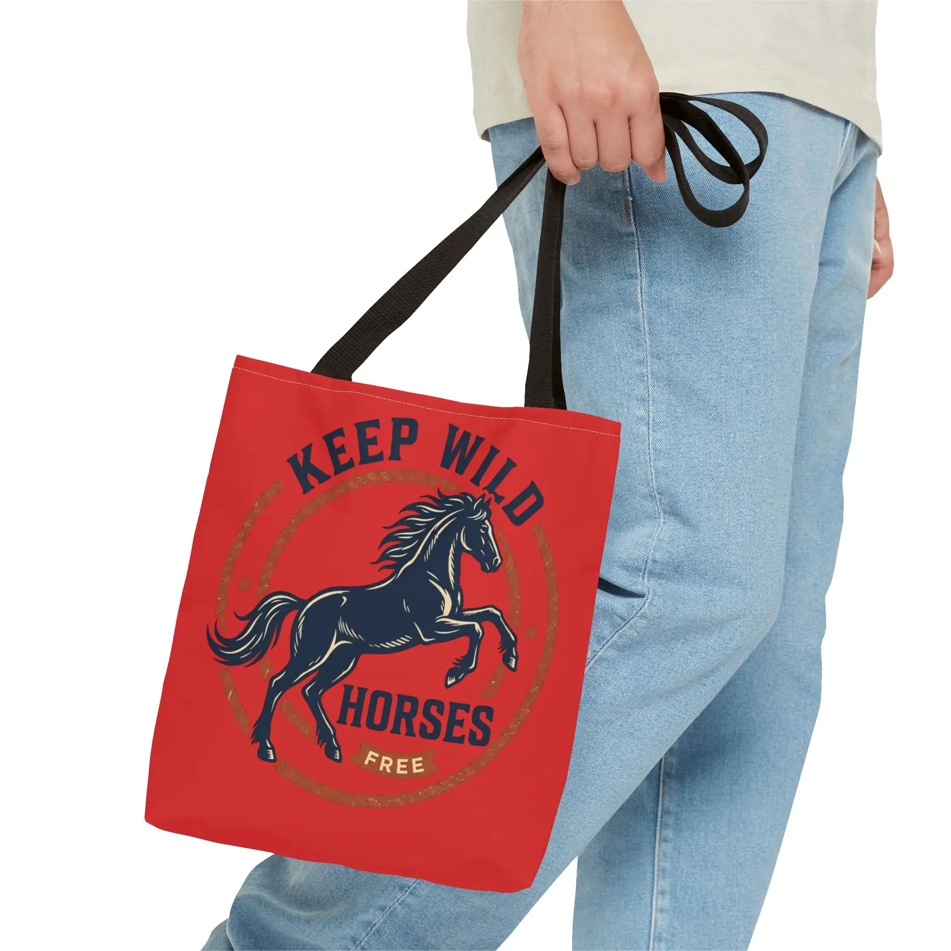 Keep Wild Horses Tote Bag — Vintage Free Spirit Horse Canvas Tote - Image 3